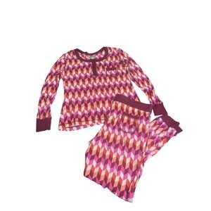 Vera Bradley Henley Bohemian Chevron Long Sleeve Jogger Pajama Set Size XL